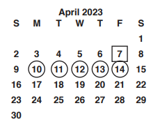District School Academic Calendar for Coulwood Middle for April 2023