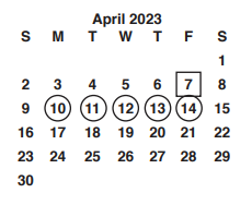 District School Academic Calendar for Performance Learning for April 2023