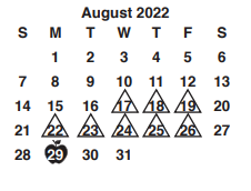 District School Academic Calendar for University Park Creative Arts for August 2022