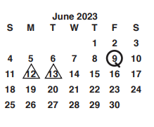 District School Academic Calendar for South Charlotte Middle for June 2023