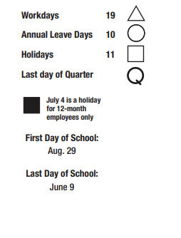 District School Academic Calendar Legend for Garinger High