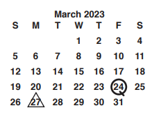District School Academic Calendar for Spaugh Middle for March 2023