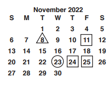 District School Academic Calendar for University Park Creative Arts for November 2022