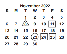 District School Academic Calendar for Eastover Elementary for November 2022