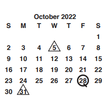 District School Academic Calendar for University Park Creative Arts for October 2022