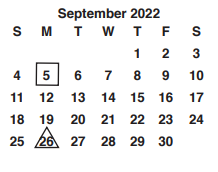 District School Academic Calendar for Performance Learning for September 2022