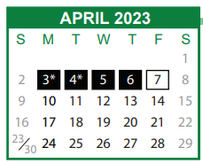 District School Academic Calendar for Savannah Arts Academy for April 2023