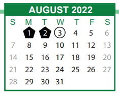 District School Academic Calendar for Savannah Arts Academy for August 2022