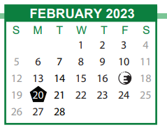 District School Academic Calendar for Hubert Middle School for February 2023