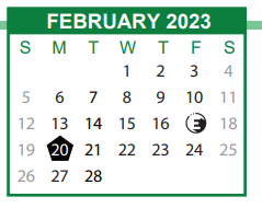 District School Academic Calendar for Riley Learning Center for February 2023