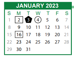 District School Academic Calendar for Hesse Elementary School for January 2023