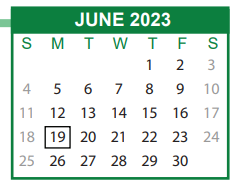 District School Academic Calendar for Pulaski Elementary School for June 2023