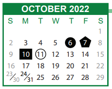 District School Academic Calendar for Pulaski Elementary School for October 2022