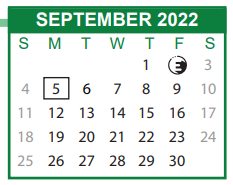 District School Academic Calendar for Hubert Middle School for September 2022