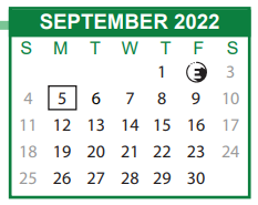 District School Academic Calendar for Hesse Elementary School for September 2022