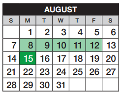 District School Academic Calendar for Eastridge Community Elementary School for August 2022