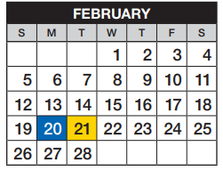 District School Academic Calendar for West Middle School for February 2023