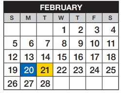 District School Academic Calendar for Heritage Elementary School for February 2023