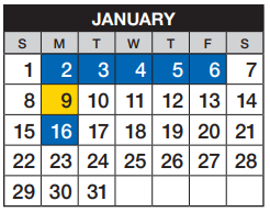 District School Academic Calendar for Grandview High School for January 2023