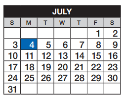 District School Academic Calendar for Cimarron Elementary School for July 2022