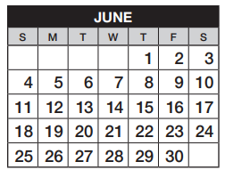 District School Academic Calendar for Campus Middle School for June 2023