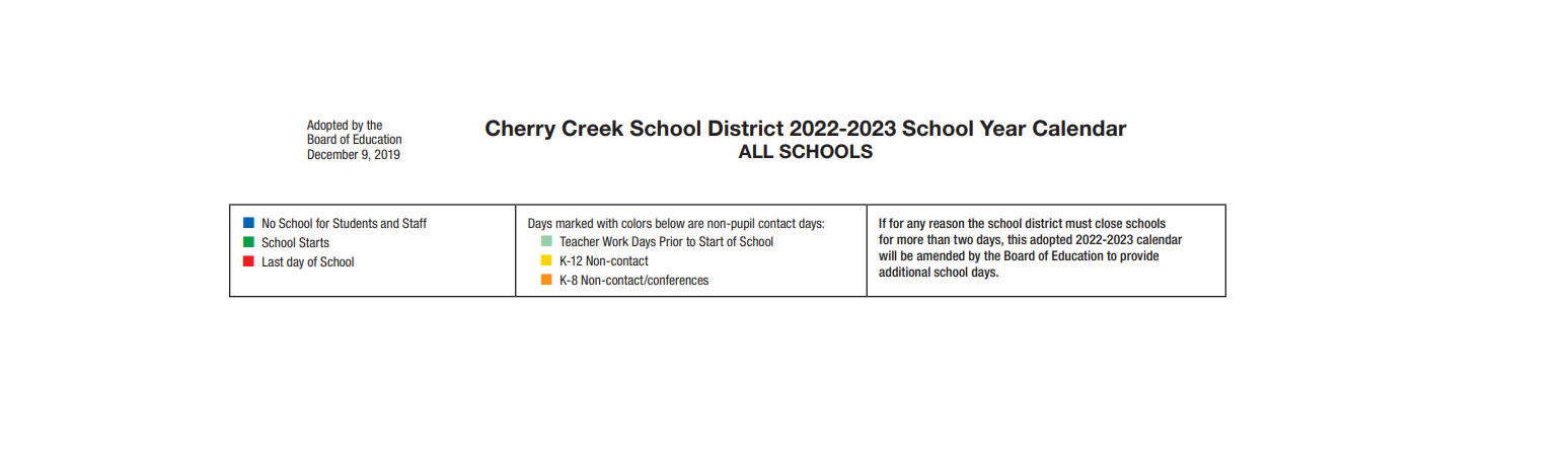District School Academic Calendar Key for Willow Creek Elementary School
