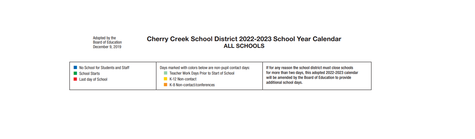 District School Academic Calendar Key for Cimarron Elementary School
