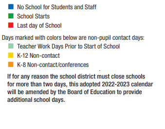 District School Academic Calendar Legend for Cimarron Elementary School