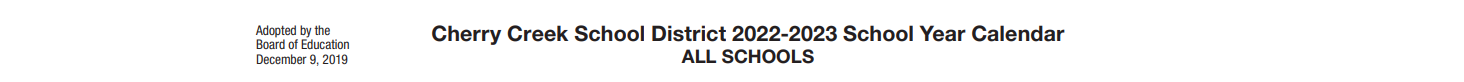 District School Academic Calendar for Cimarron Elementary School