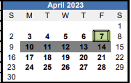 District School Academic Calendar for G. A. Treakle ELEM. for April 2023