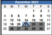 District School Academic Calendar for Western Branch Primary for December 2022
