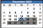 District School Academic Calendar for Chesapeake Alternative for December 2022