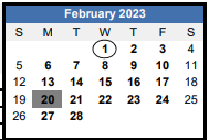 District School Academic Calendar for B. M. Williams Primary for February 2023