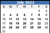 District School Academic Calendar for Oscar F. Smith High for July 2022