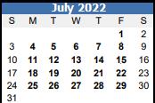 District School Academic Calendar for Sparrow Road Intermediate for July 2022