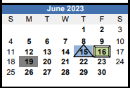 District School Academic Calendar for Deep Creek Central ELEM. for June 2023