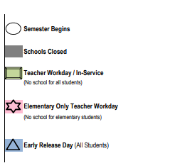 District School Academic Calendar Legend for Hickory Elementary