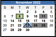 District School Academic Calendar for Butts Road INT. for November 2022