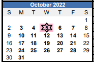 District School Academic Calendar for Edwin W. Chittum ELEM. for October 2022