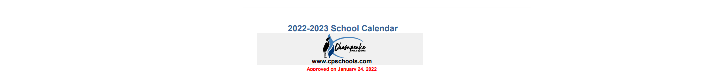 District School Academic Calendar for Chesapeake Alternative