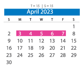 District School Academic Calendar for Lloyd C. Bird High for April 2023