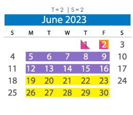 District School Academic Calendar for Manchester High for June 2023