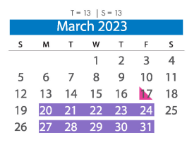 District School Academic Calendar for Woolridge Elementary for March 2023