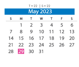 District School Academic Calendar for Manchester Middle for May 2023