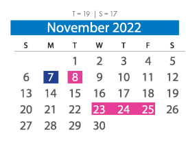 District School Academic Calendar for O. B. Gates Elementary for November 2022