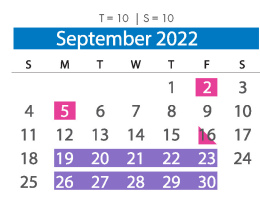 District School Academic Calendar for Robious Middle for September 2022
