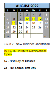 Larkin High School | 2022-2023 Academic Calendar For August 2022 | 1475  Larkin Ave Elgin, IL 60123-5198