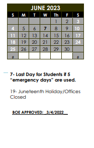 District School Academic Calendar for Canton Middle School for June 2023