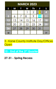 District School Academic Calendar for Spring Trail Elementary School for March 2023