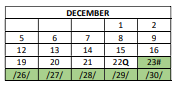 District School Academic Calendar for Dunne Elementary Math Sci & Tech Acad for December 2022